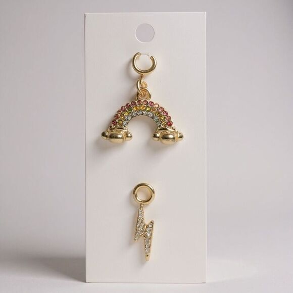 J.Crew Jewelry - J.Crew Rainbow & Lightning Charms — Gold-Tone 2-Pack, CZ & Glass Accents